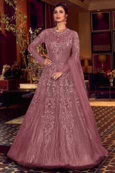 Dusky Pink Embellished Indian Designer Anarkali Dress