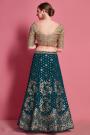Teal Blue Sequin Embellished Silk Lehenga Choli