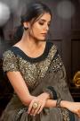 Mocha Brown Party Wear Sequins Embellished Saree & Blouse