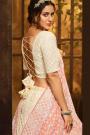 Pale Peach Georgette Embroidered Lehenga with Net Dupatta