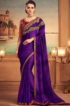 Purple Party Wear Silk Saree