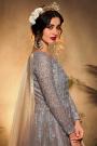 Grey Sequin Embellished Anarkali Suit in Net