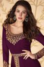Dazzling Plum Embroidered Georgette Anarkali Suit with Dupatta