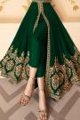 Dazzling Bottle Green Zari Embroidered Georgette Anarkali Suit with Dupatta