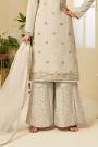 Taupe Resham Embroidered Georgette Sharara Suit with Gota Work