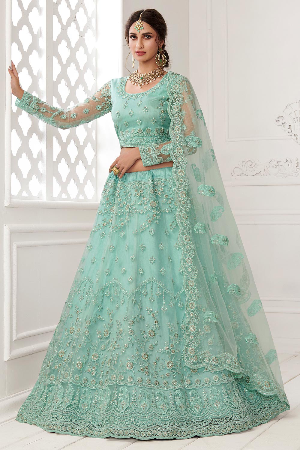 mint lehenga choli