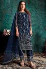 Navy Party Wear Suit with Floral Embroidery