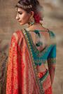 Beautiful Red Orange Bandhani Silk Saree