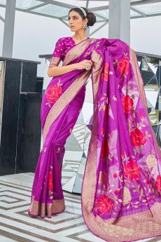 Magenta Silk Weaved Saree