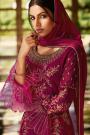 Magenta Pure Georgette Embroidered Palazzo Suit