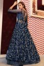 Navy Blue Zari Embroidered Party Wear Anarkali with Lehenga