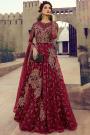 Embellished Cherry Red Anarkali Suit in Net