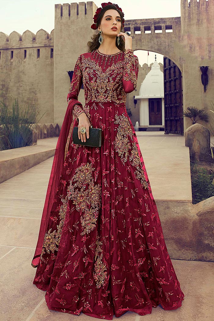 red anarkali suit