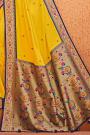 Yellow Party Wear Woven Silk Saree