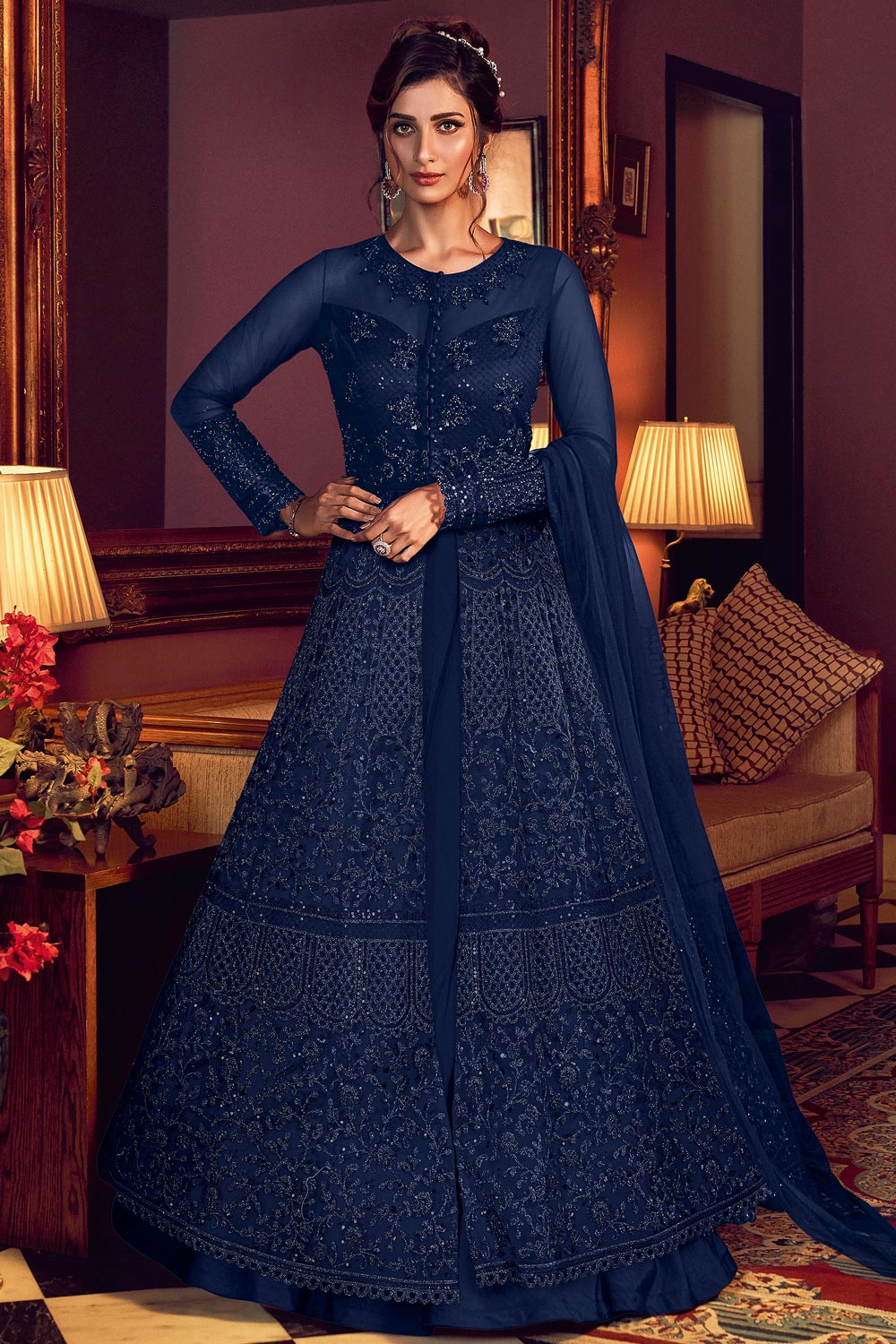 navy blue anarkali
