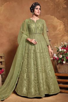 Green Embroidered Anarkali Suit with Sequins work
