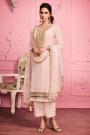 Pretty Pale Peach Embroidered Party Wear Georgette Suit