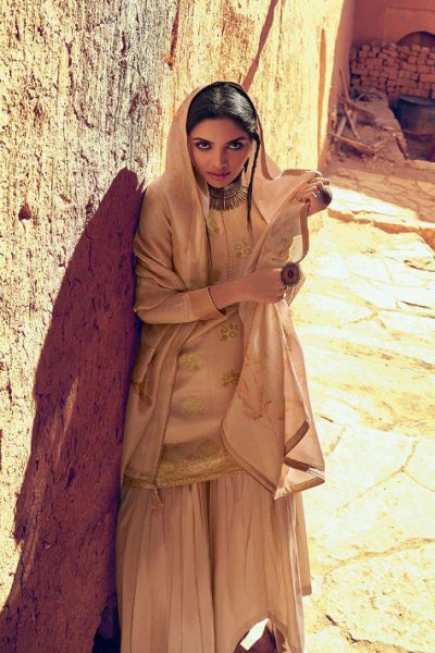 Dusty Beige Stunning Sharara Suit in Silk