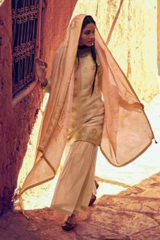 Dusty Beige Stunning Sharara Suit in Silk
