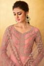 Coral Pink Embroidered Party Wear Anarkali Suit