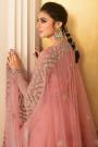 Coral Pink Embroidered Party Wear Anarkali Suit