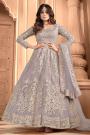 Misty Lilac Embroidered Party Wear Anarkali Suit