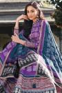 Ready To Wear Purple And Blue Jacquard Silk Printed Long Anarkali Dress with Silk Dupata