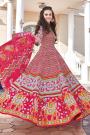 Ready To Wear Red Silk Patola Printed Anarkali  Dress