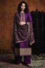 Violet/Purple Zari Embroidered Salwar Suit in Silk with Dupatta