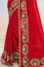 Red Embellished Party Wear Saree