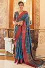 Blue Tussar Silk Weaved Saree