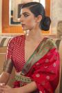 Red Tussar Silk Weaved Saree