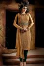 Golden Georgette Suit with Heavy Embroidery And Belt