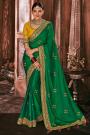 Emerald Green Silk Embroidered Saree