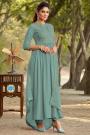 Pale Teal Embroidered Anarkali Style Suit