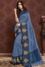 Light Royal Blue Zari Weaved Banarasi Cotton Saree
