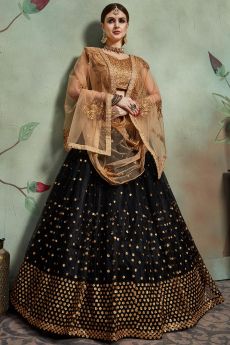 Black Sequin Embellished Net Lehenga Choli