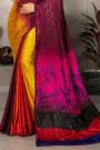 Multi Colour Silk Jacquard  Printed Saree
