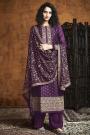 Plum Zari Embroidered Salwar Suit in Georgette