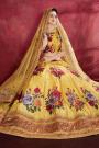 Yellow Floral Printed Silk Sequin And Zari Work Lehenga