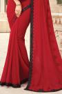 Red Georgette Embellished Designer Saree