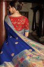 Royal Bluee Party Wear Woven Silk Saree
