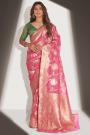 Pink Organza Banarasi Weaved Saree