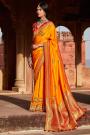 Orange Silk Embroidered Saree