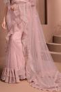 Soft Pink Designer Embellished Net Saree