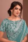 Pastel Blue Designer Embellished Silk Chiffon Saree