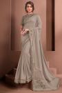 Grey Designer Embellished Silk Georgette Saree
