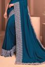 Royal Blue Designer Embellished Silk Georgette Saree