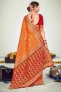 Orange Zari Woven Banarasi Silk Saree