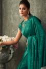 Teal Green Georgette Sequin Embellished Saree